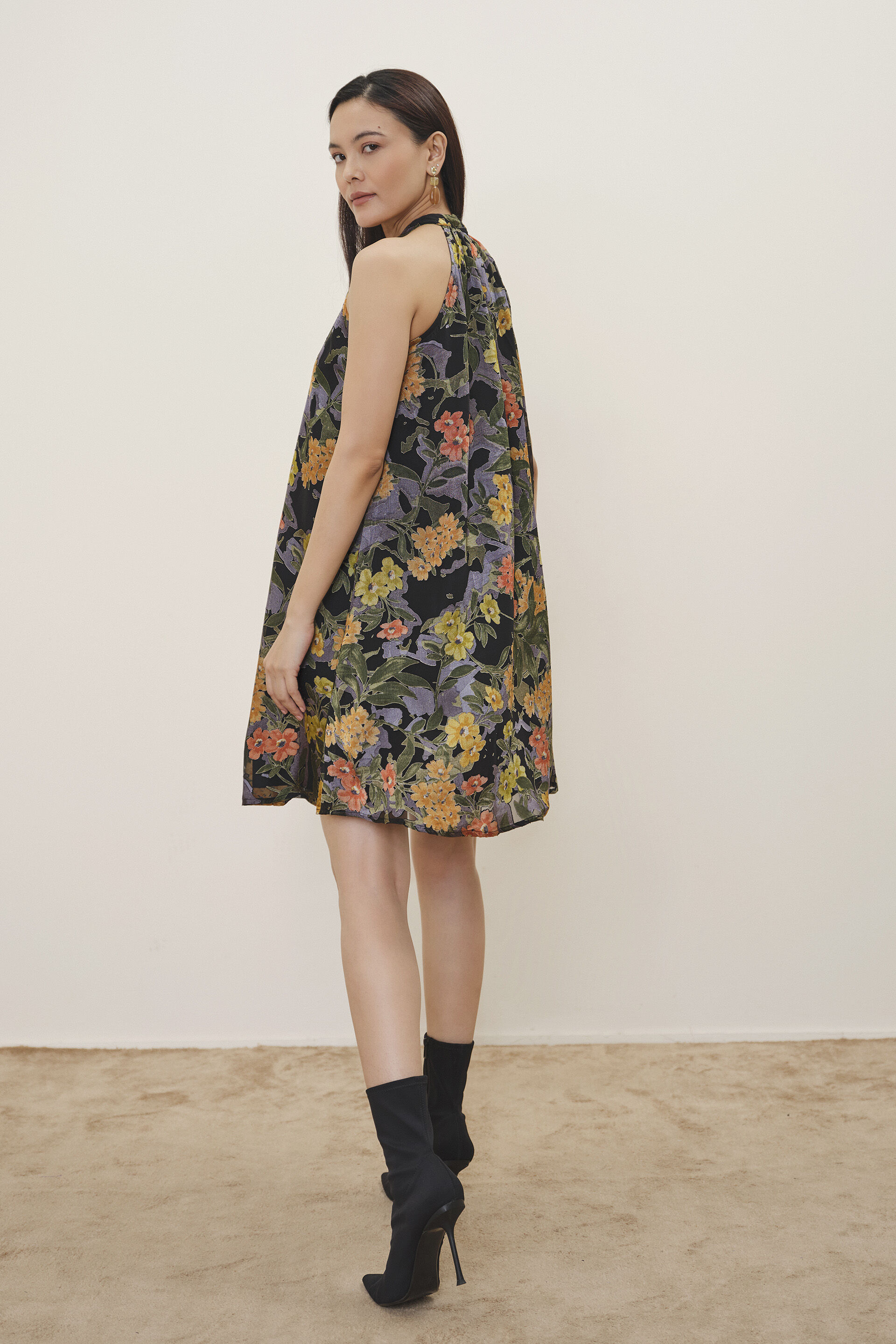 Lysette Printed Black Dress, Black, image 6